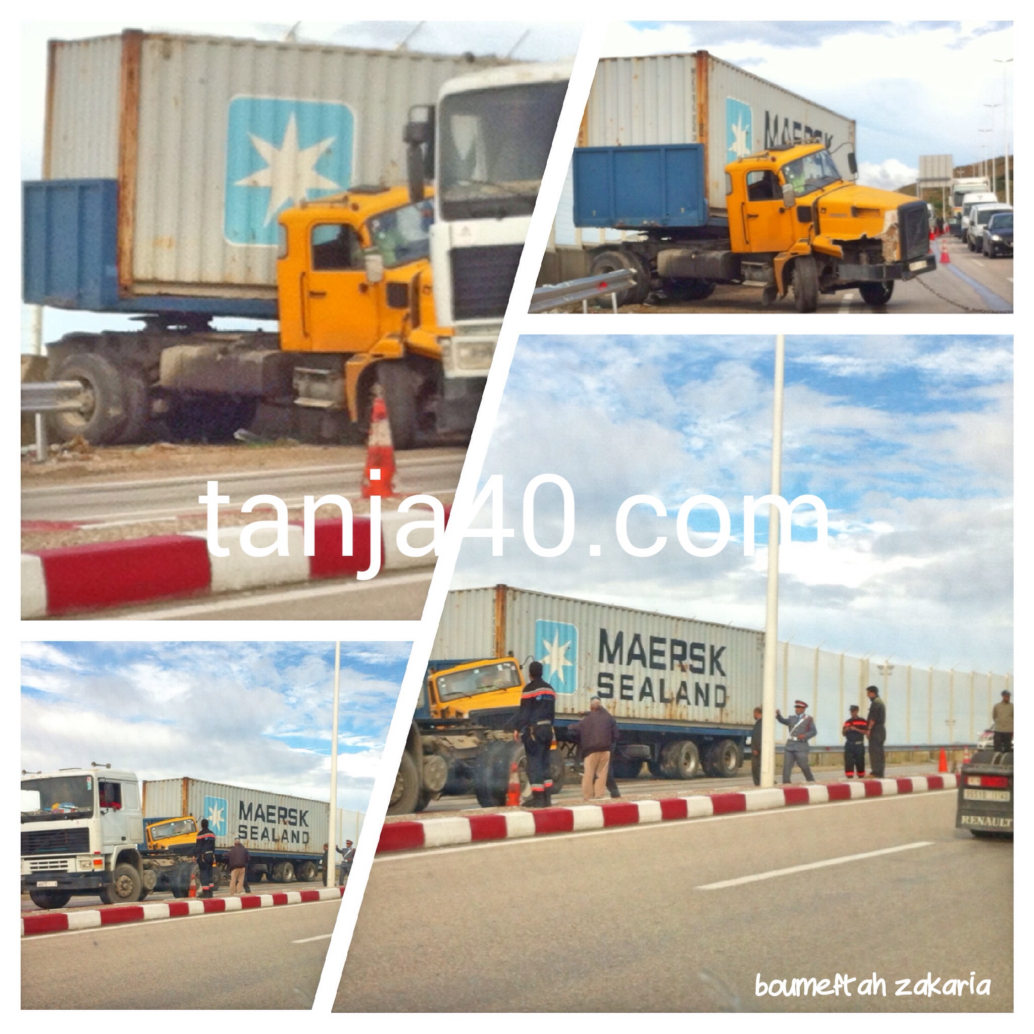 عاجل: إنزلاق شاحنة بسبب المنعرجات الخطيرة لميناء طنجة المتوسط